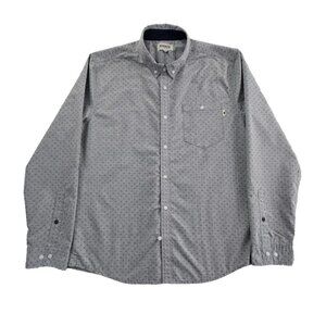 Brooklyn Industries Shirt Men's XL Gray Printed Long Sleeve Button-Up Classic
